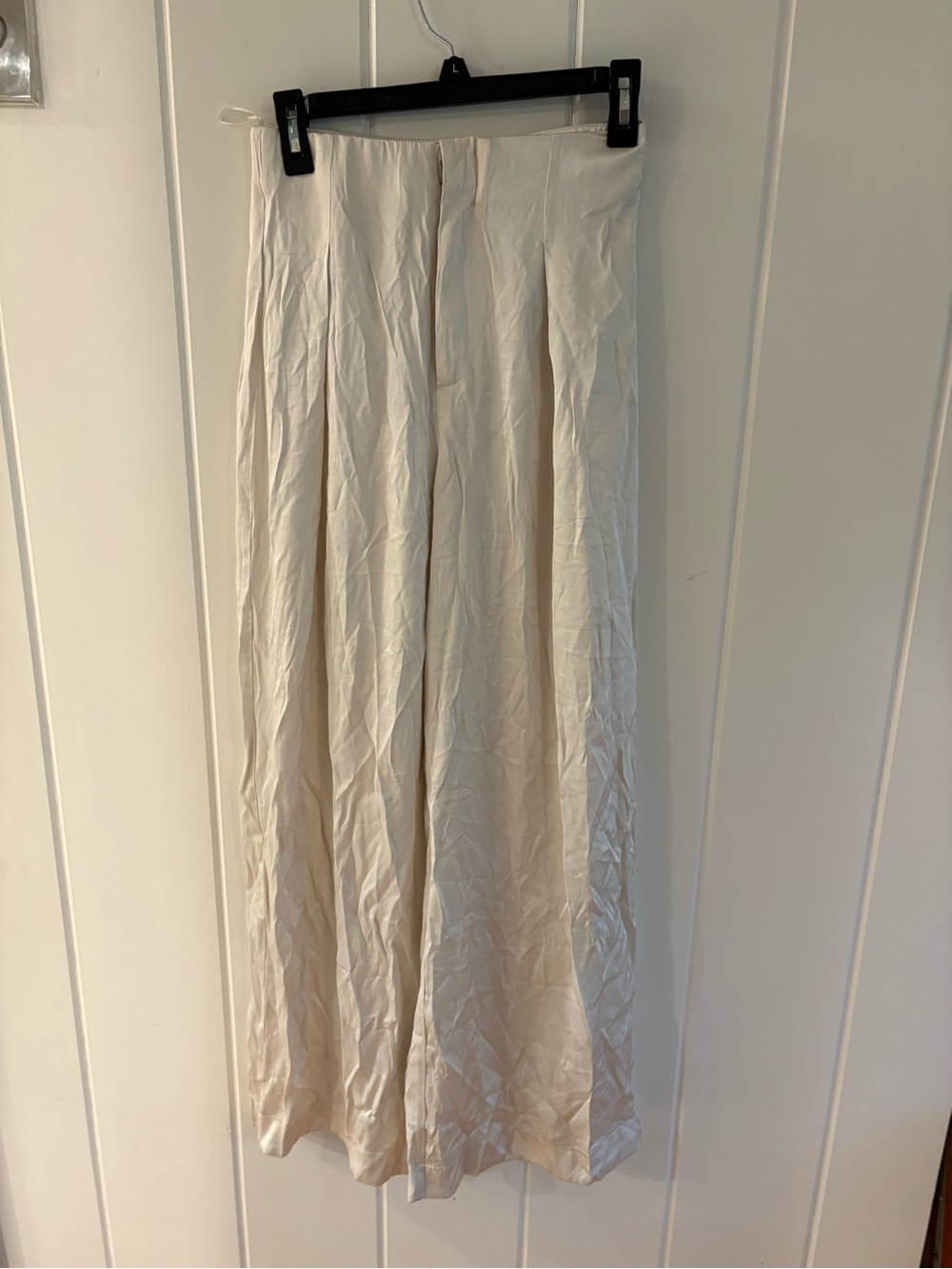 Cream Satin-Look wide leg oants